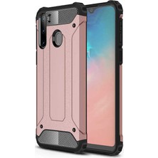 CoverZone Samsung Galaxy A11 Kılıf Darbe Koruyucu Arka Kapak Zırh Rose Gold + 5d Temperli Cam