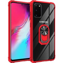 CoverZone Samsung Galaxy S10 Lite Kılıf Yüzük Tutuculu Döner Standlı Freez Kırmızı