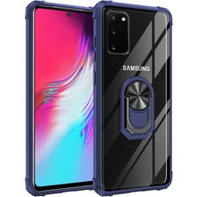 CoverZone Samsung Galaxy S10 Lite Kılıf Yüzük Tutuculu Döner Standlı Freez Lacivert