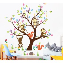 Crystal Kids Bebek Çocuk Odası Ağaç Maymun Sincaplar  Duvar Sticker