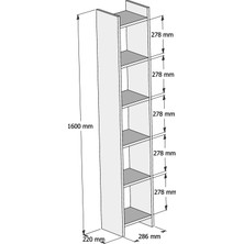 Bimossa W1020 Hüma Kitaplık Ceviz Beyaz 28.6cm