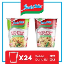 İndomie 24'lü Noodle Bardak Karma Koli(Dana Etli-Sebze)