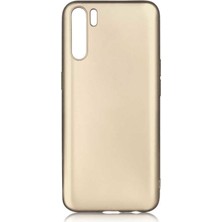 Tekno Grup Oppo Reno 3 Kılıf Mat Premium Silikon Kılıf + Cam Ekran Koruyucu Gold