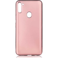 Tekno Grup Samsung Galaxy A11 Kılıf Mat Premium Silikon Kılıf + Tam Kaplayan 5D Cam Ekran Koruyucu Rose