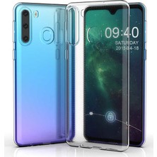 Tekno Grup Samsung Galaxy A21 Kılıf Darbe Emici Süper Silikon Kılıf + Tam Kaplayan 6D Nano Ekran Koruyucu Şeffaf