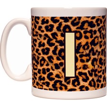 Rock'n Fox I Harfi Leopar Desen Baş Harf Tasarımlı Kahve Kupa Bardak