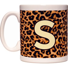 Rock'n Fox S Harfi Leopar Desen Baş Harf Tasarımlı Kahve Kupa Bardak