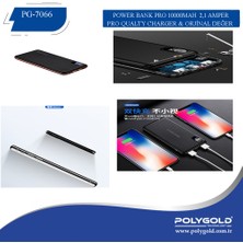 PolyGold PG7066 Hızlı Şarj 2.1 Amper Göstergeli 10.000 mAh Powerbank