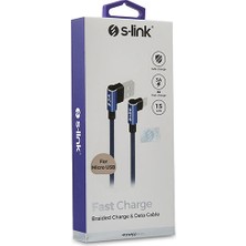 S-link Swapp SW-C557 3A - 15cm Micro Lacivert Kılıflı Metal -L- Kablo