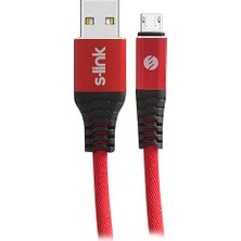 S-link Swapp SW-KC61MR 1m 2.4A Micro Usb Kılıflı Kırmızı Data + Şarj Kablosu