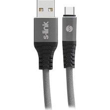 S-link Swapp SW-KC63MG 1m 2.4A Type-C Kılıflı Gri Data + Şarj Kablosu