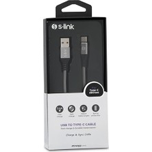 S-link Swapp SW-KC63MG 1m 2.4A Type-C Kılıflı Gri Data + Şarj Kablosu