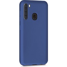 Microsonic Matte Silicone Samsung Galaxy A21 Kılıf Lacivert