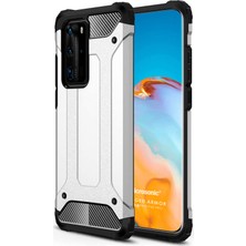 Microsonic Huawei P40 Pro Kılıf Rugged Armor Gümüş