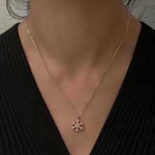 Ervanur Zirkon Taşlı Rose Altın Kaplama Kar Tanesi Kolye