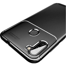 Case 4U Samsung Galaxy A11 Kılıf Rugged Armor Karbon Desenli Lüx Negro Silikon Arka Kapak + Cam Ekran Koruyucu Lacivert