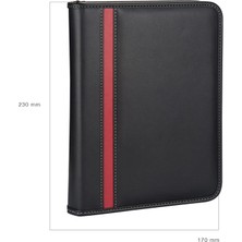 2K Diplomat Fermuarlı Organizer Çizgili Defterli Siyah 14 x 20 cm