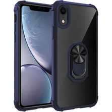 Tekno Grup Apple iPhone XR Kılıf Ultra Korumalı Yüzüklü Standlı Mola Kapak + Nano Ekran Koruyucu Lacivert