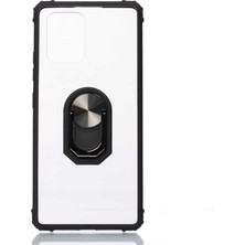 Tekno Grup Samsung Galaxy S10 Lite (A91) Kılıf Ultra Korumalı Yüzüklü Standlı Mola Kapak + Nano Ekran Koruyucu Siyah