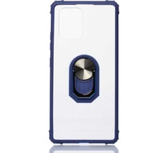 Tekno Grup Samsung Galaxy S10 Lite (A91) Kılıf Ultra Korumalı Yüzüklü Standlı Mola Kapak + Nano Ekran Koruyucu Lacivert