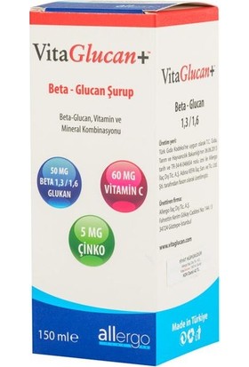 VitaGlucan+ 150 ml Şurup - Beta Glucan + Vitamin C + Çinko
