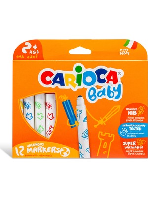 Carioca Keçeli Boya Kalemi Jumbo Bebek Süper Yıkanabilir 12 Renk 42814