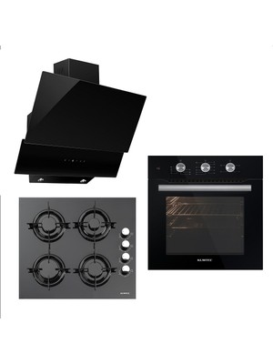 Kumtel Kristal Plus Siyah Cam Ankastre (A6-SF2 Fırın + 40 TAHDF Ocak + DA-6 835 Davlumbaz)