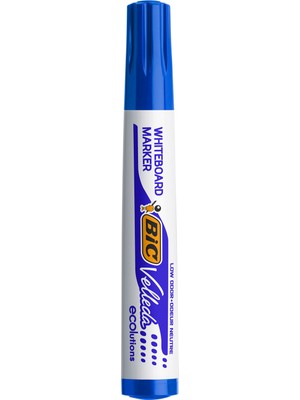 Bic Velleda 1701 Eco Yuvarlak Uçlu Beyaz Tahta Kalemi, Mavi 12'li Kutu