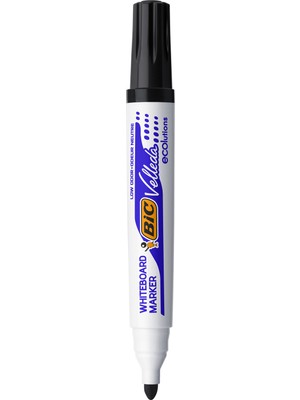 Bic Velleda 1701 Eco Yuvarlak Uçlu Beyaz Tahta Kalemi, Siyah 12'li Kutu