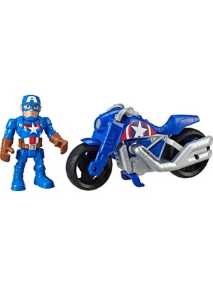 Hasbro Marvel Super Hero Adventures Captain America Mega Mini Figür ve Motosikleti