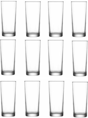Lav İnce Tabanlı Limonata ve Rakı Bardağı - 12'li Şeffaf Cam Özel Tasarım Seti