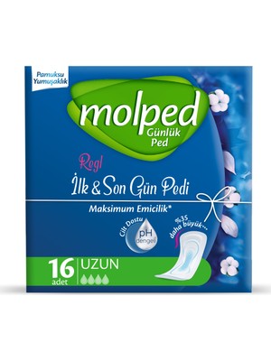 Molped İlk & Son Gün Ped 16'lı Sızıntı Önleyici Teknoloji ile Gün Boyu Konfor Sağlar