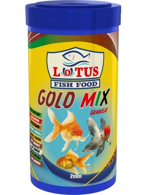 Lotus Gold Mix Granulat 250 ml Kutu Astaxanthin Alae Sarımsak Omega-3 Japon Balığı Yemi 100 gr