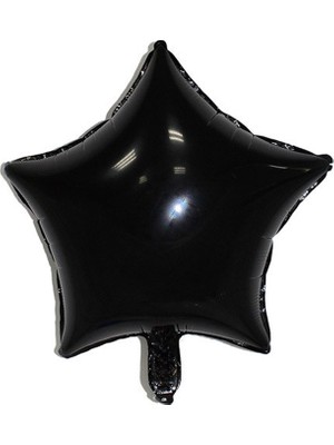 Süsle Bebek ve Parti Yıldız Folyo Balon, 45 cm - Siyah