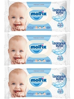 Molfix Izotonik Sulu Hassas Ciltler Islak Havlu Mendil 60'lı x 3