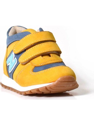 Şeker Bebe Deri Sarı Kız Erkek Bebek Spor Ayakkabı