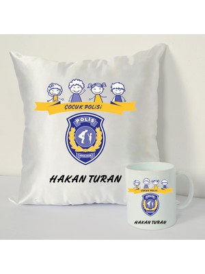 Nil Hediye Çocuk Polisi Kupa Bardağı ve Dekoratif Kırlenti