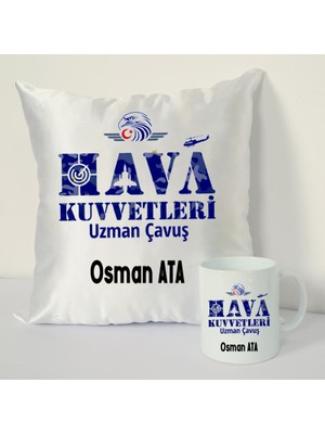 Nil Hediye Hava Kuvvetleri Uzman Çavuş Bardağı ve Dekoratif Kırlenti