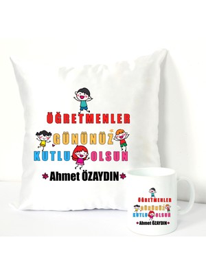 Nil Hediye Öğretmenler Gününüz Kutlu Olsun Yazılı Kupa Bardağı ve Dekoratif Kırlenti