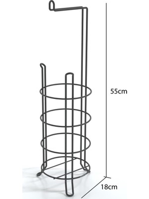 Tekno-tel AYAKLI YEDEKLİ WC TUVALET KAĞITLIK MAT SİYAH MG093