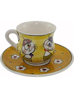 Otantik Çini Eğlenceli Bal Sarısı Model Tekli Fincan