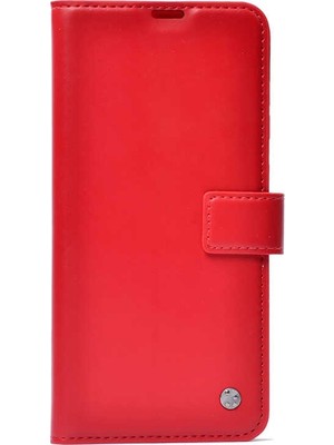 Case Street Samsung Galaxy A10s Kılıf Kar Delüx Cüzdan Kartvizitli Para Gözlü Kopçalı Kırmızı