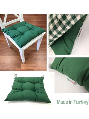 Tropik Home Yeşil Renk Pufidik Silikon Dolgulu Çökme Yapmaz 40 x 40 cm Kare Sandalye Minderi