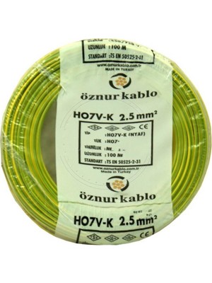 Öznur 2,5 mm2 Nyaf H07V-K Bakır Kablo 100 m Sarı