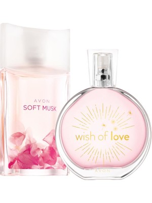Avon Kadın Parfüm Seti: Soft Musk ve Wish Of Love EDT - Çiçeksi ve Pudramsı Ağız, 2×50 ml,