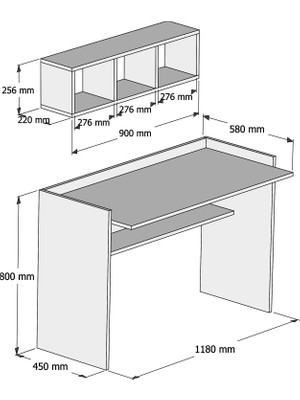 Bimossa V6020 Firuze Raflı Çalışma Masası Ceviz Beyaz