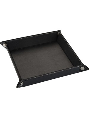 2K Suni Deri Masa Üstü Kare Sepet Diplomat 16,5 x 16,5 cm Siyah