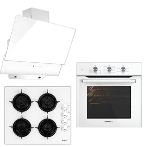 Kristal Plus Beyaz Cam Ankastre (B66-SF2(MT) Fırın + 40 TAHDF Ocak + DA-6 835 Davlumbaz)