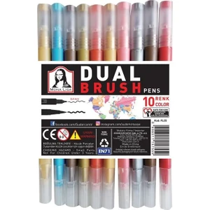 Mona Lisa  Dual Fıneliner + Brush 10 Renk Set