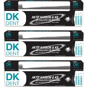 Dk Dent Aktif Karbon ve Kil Diş Macunu 75 ml + Diş Fırçası x 3 Adet